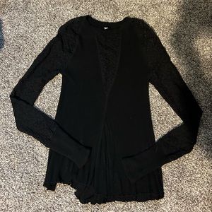 Size M Free People Black Lace Long Sleeve Shirt